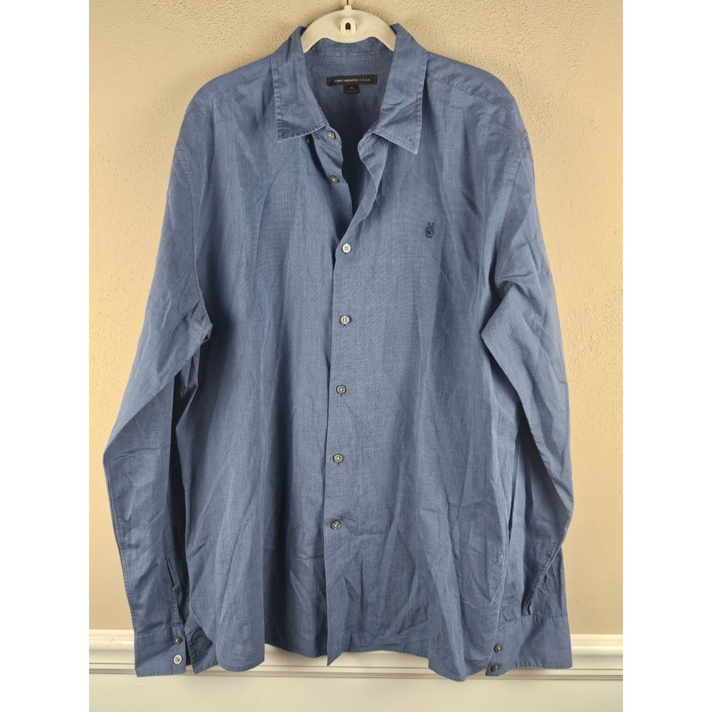 John Varvatos USA Mens Blue Long Sleeve Button Down Shirt XL